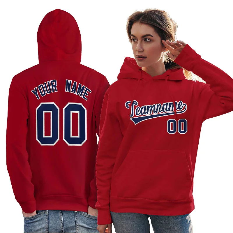 Soft Comfort Wear Custom Red Navy-White Classic Style Personalized Sport Pullover Hoodie