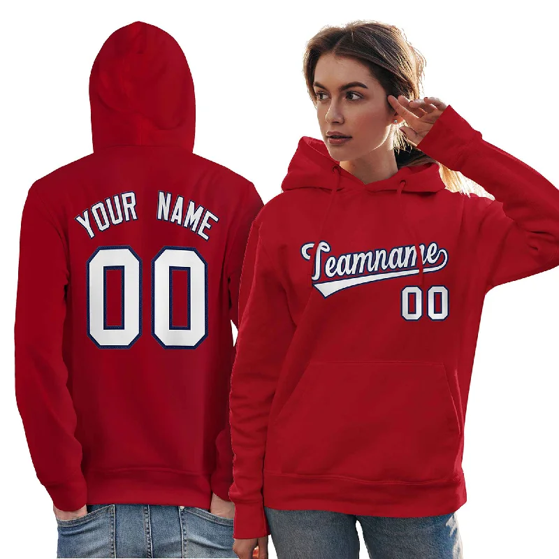 Breezy Outfits Custom Red Navy-White Classic Style Personalized Sport Pullover Hoodie