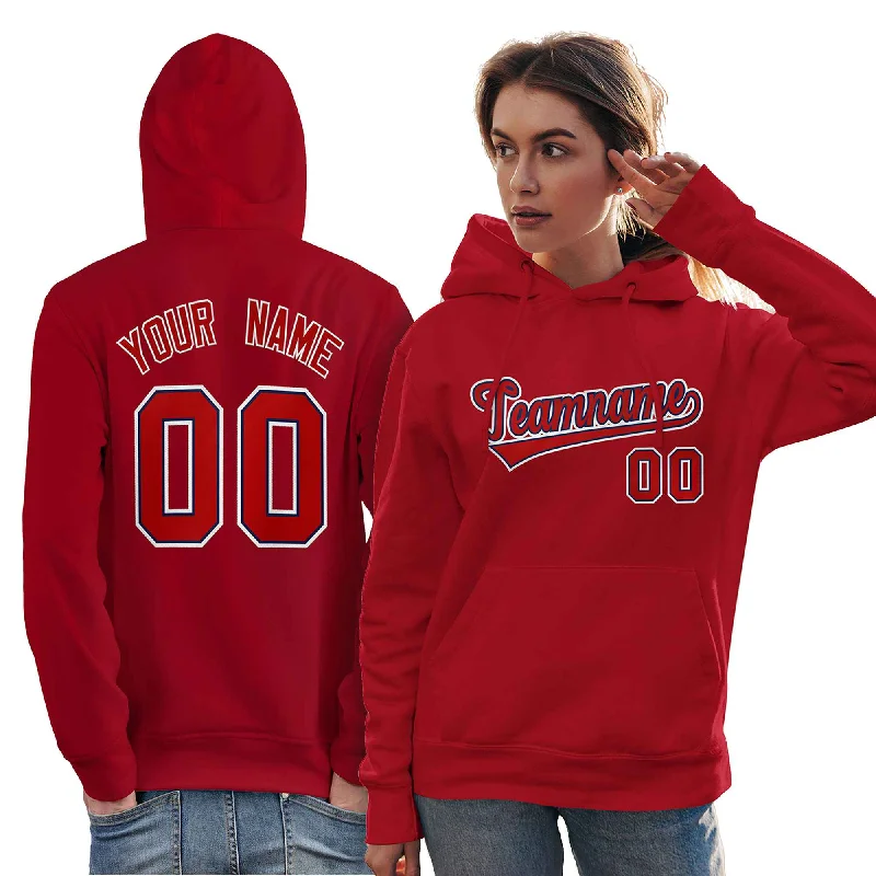 Casual Chic Outfits Custom Red Royal-White Classic Style Personalized Sport Pullover Hoodie