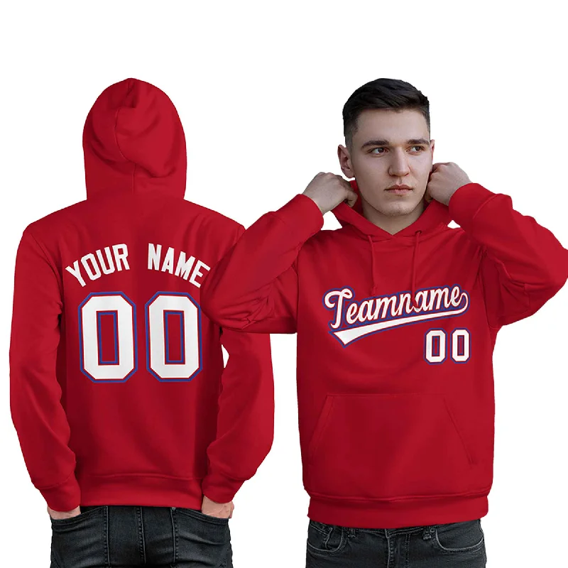 Stylish Casuals Custom Red White-Royal Classic Style Personalized Sport Pullover Hoodie