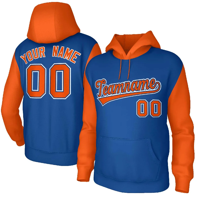 Fashionable Items Custom Royal Orange-Royal Raglan Sleeves Stitched Sportwear Pullover Hoodie