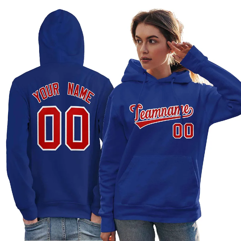 Light Dressing Custom Royal Red-White Classic Style Personalized Sport Pullover Hoodie
