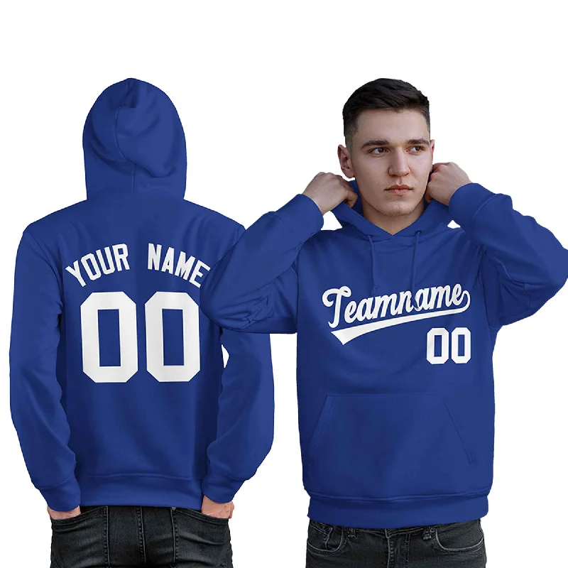 Stylish Fit Custom Royal White Classic Style Personalized Sport Pullover Hoodie