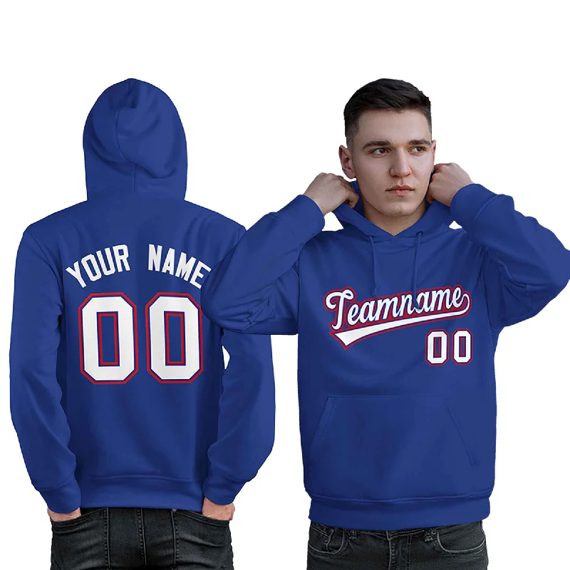 Casual Chic Looks Custom Royal White-Red Classic Style Personalized Sport Pullover Hoodie