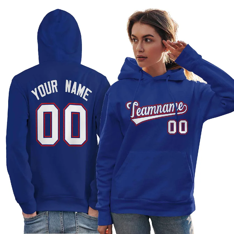 Elegant Dressing Custom Royal White-Red Classic Style Personalized Sport Pullover Hoodie
