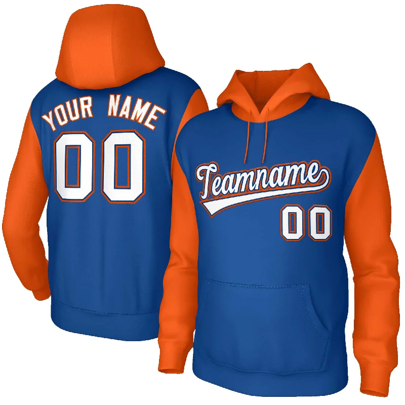 Boutique Recommendation Custom Royal White-Royal Raglan Sleeves Stitched Sportwear Pullover Hoodie