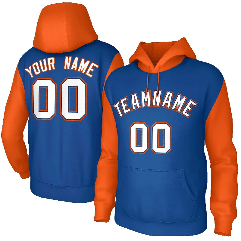 Casual And Casual Custom Royal White-Royal Raglan Sleeves Stitched Sportwear Pullover Hoodie