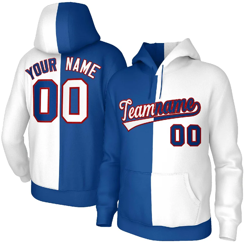 Weekend Style Custom Royal White White-Red Split Fashion Stitched Sportwear Pullover Hoodie