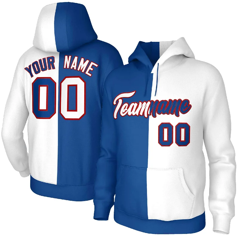 Fashion Touch Custom Royal White-Red Split Fashion Stitched Sportwear Pullover Hoodie
