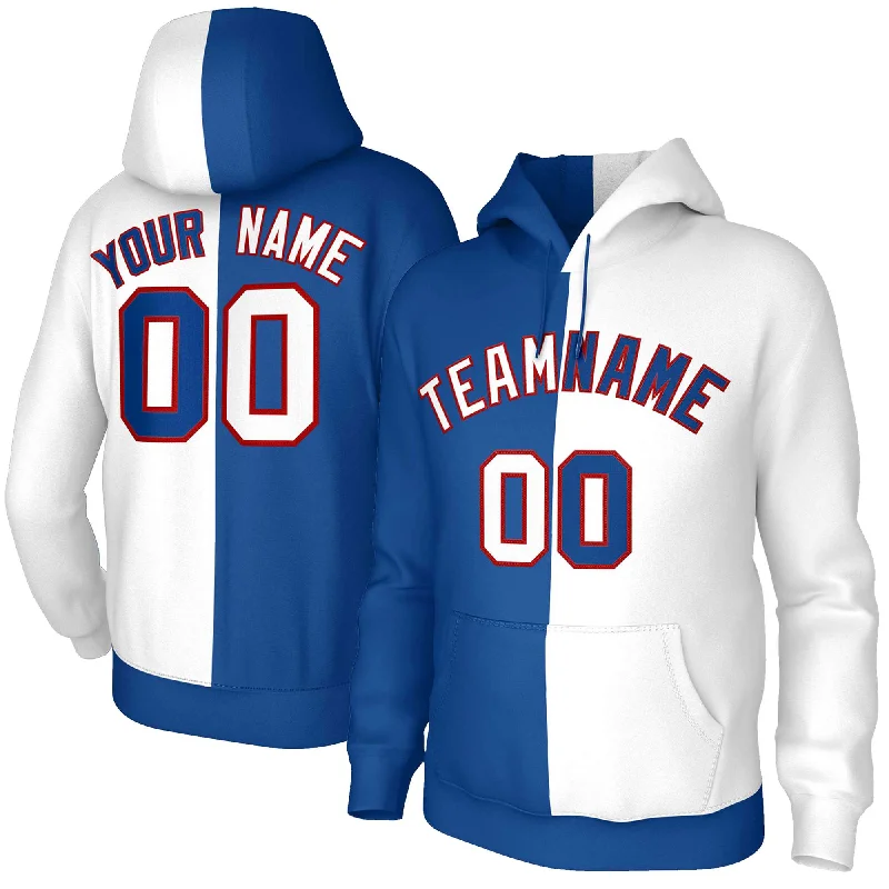 Lace Design Custom Royal White White-Red Split Fashion Stitched Sportwear Pullover Hoodie