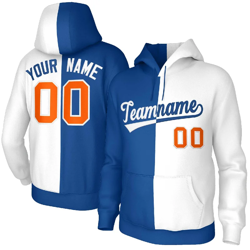 Breezy Style Custom Royal White White-Royal Split Fashion Stitched Sportwear Pullover Hoodie