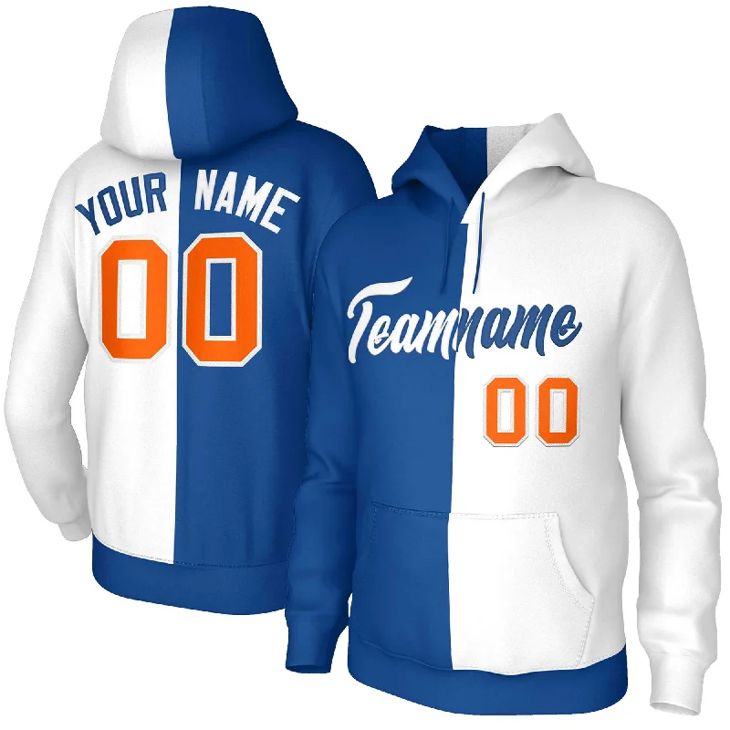 Fashion Must-have Custom Royal White White-Royal Split Fashion Stitched Sportwear Pullover Hoodie