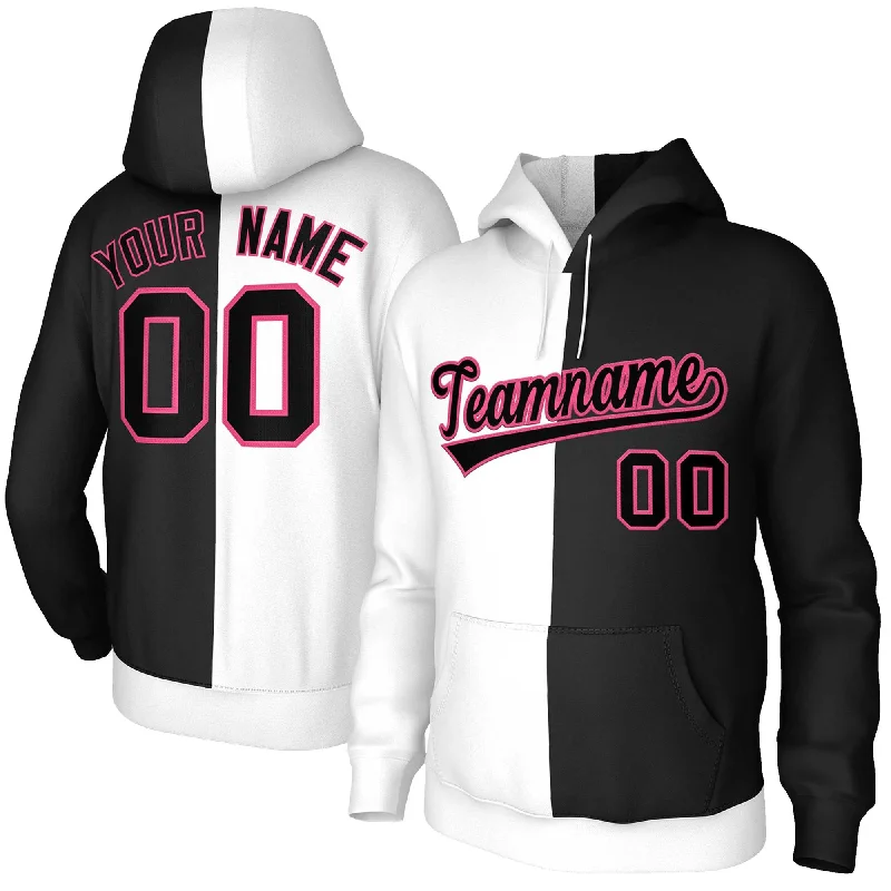 Cozy Look Custom White Black-Pink Split Fashion Stitched Sportwear Pullover Hoodie