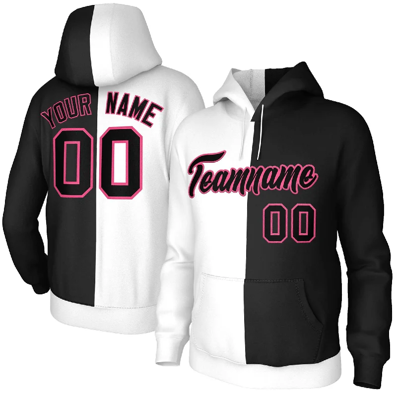 High-end Wear Custom White Black-Pink Split Fashion Stitched Sportwear Pullover Hoodie