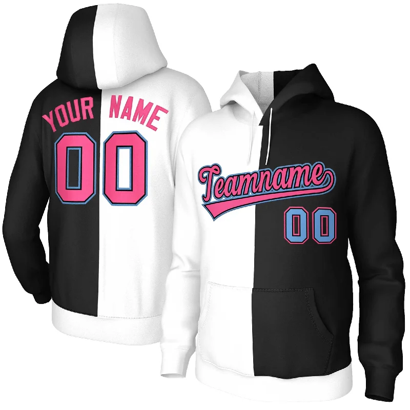 Soft Wear Custom White Black Pink-Black Split Fashion Stitched Sportwear Pullover Hoodie