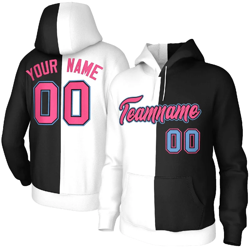 Fashionable Items Custom White Black Pink-Black Split Fashion Stitched Sportwear Pullover Hoodie