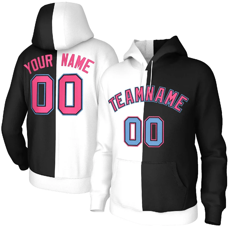 Sweet Breath Custom White Black Pink-Black Split Fashion Stitched Sportwear Pullover Hoodie