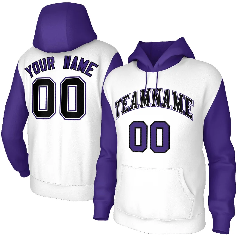 Body Design Custom White Black-White Raglan Sleeves Stitched Sportwear Pullover Hoodie