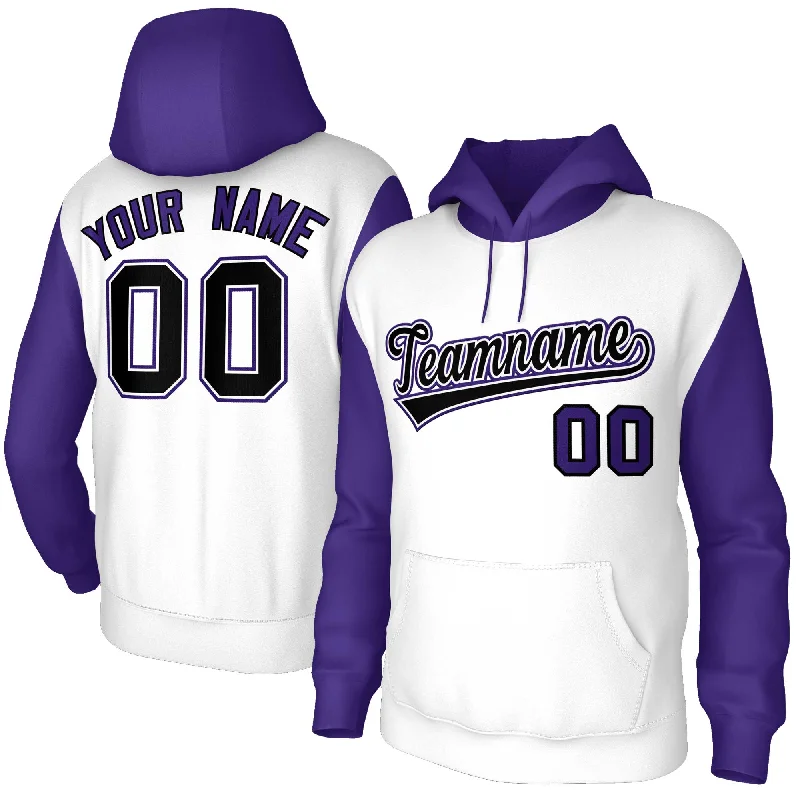 Personalized Wear Custom White Black-White Raglan Sleeves Stitched Sportwear Pullover Hoodie
