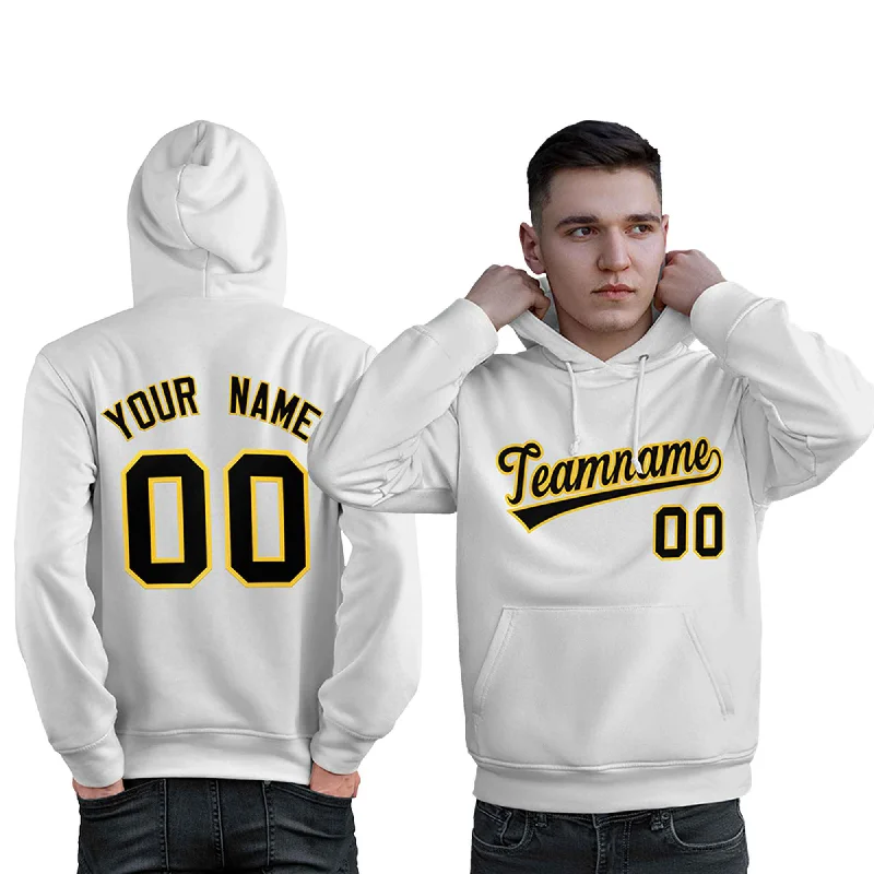 Cozy Fashion Trends Custom White Gold-Black Classic Style Personalized Sport Pullover Hoodie