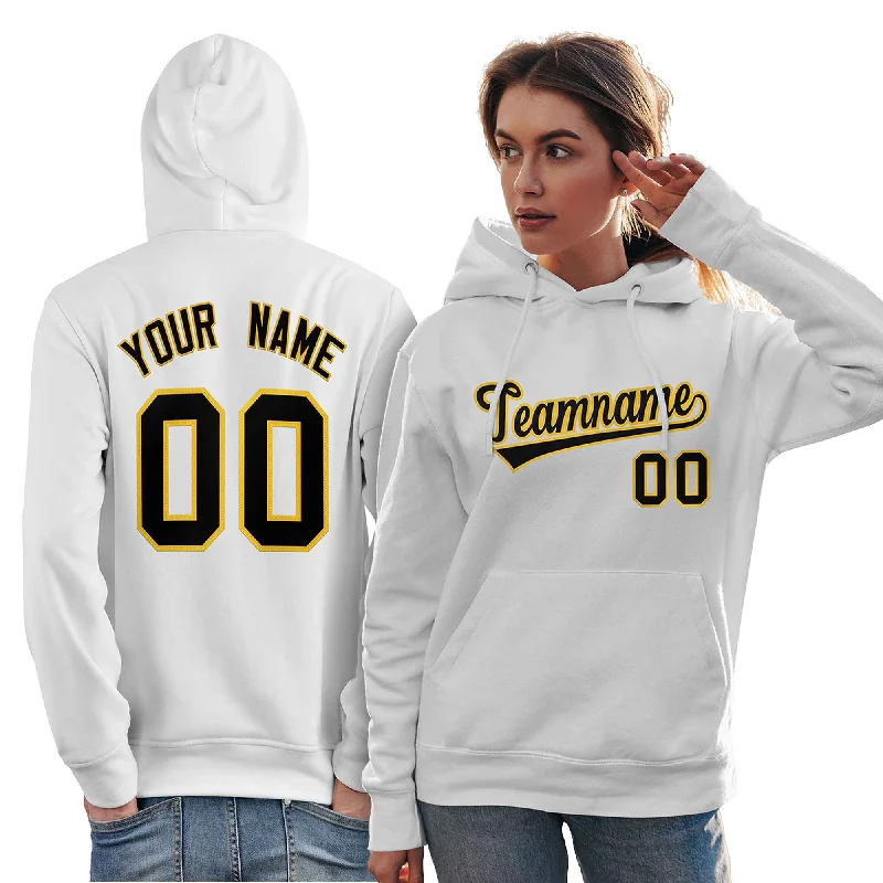 Cozy Lifestyle Custom White Gold-Black Classic Style Personalized Sport Pullover Hoodie