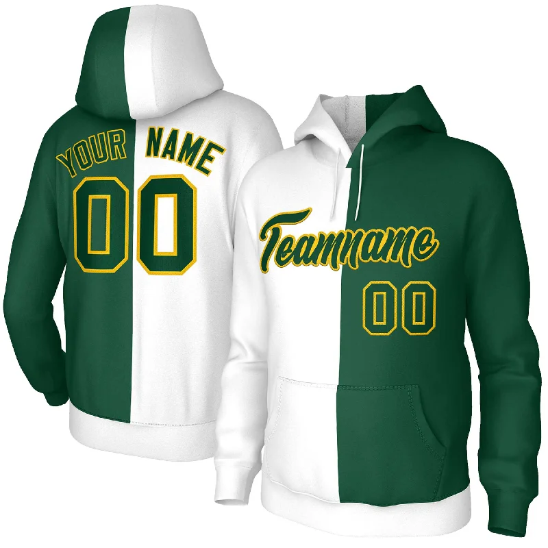 Advanced Design Custom White Green-Gold Split Fashion Stitched Sportwear Pullover Hoodie