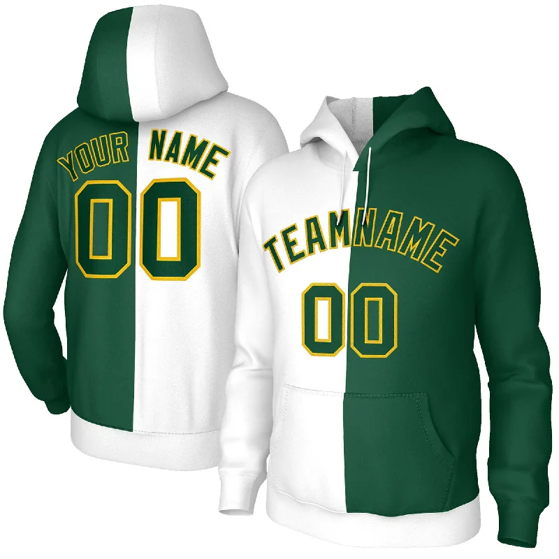 Design Trend Custom White Green Green-Gold Split Fashion Stitched Sportwear Pullover Hoodie