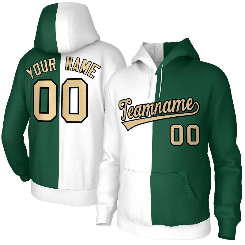 Weekend Wear Custom White Green Khaki-Black Split Fashion Stitched Sportwear Pullover Hoodie