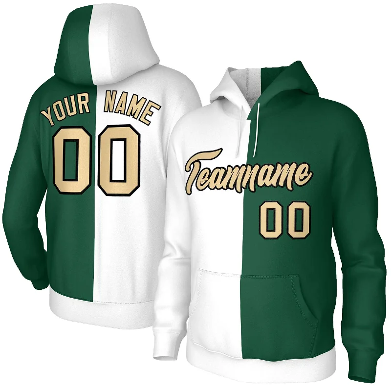Energy Plan Custom White Green Khaki-Black Split Fashion Stitched Sportwear Pullover Hoodie