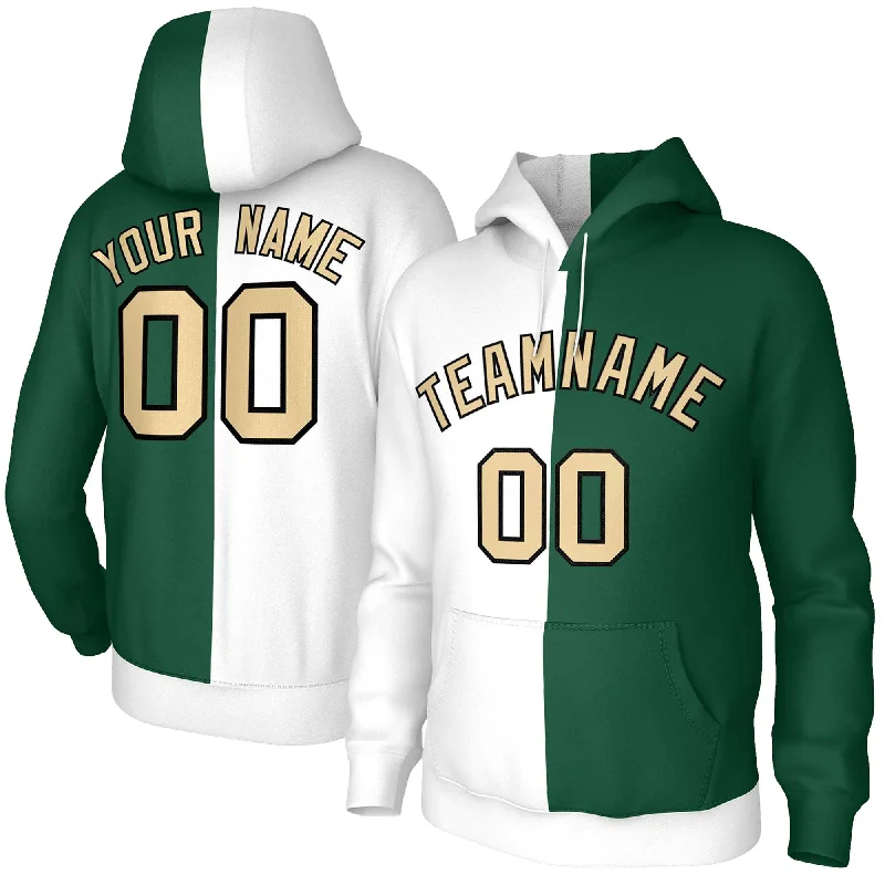 Simple Design Custom White Green Khaki-Black Split Fashion Stitched Sportwear Pullover Hoodie