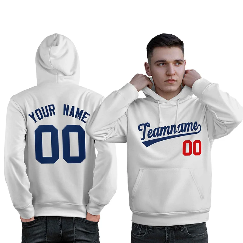Warm Chic Outfits Custom White Navy-Red Classic Style Personalized Sport Pullover Hoodie