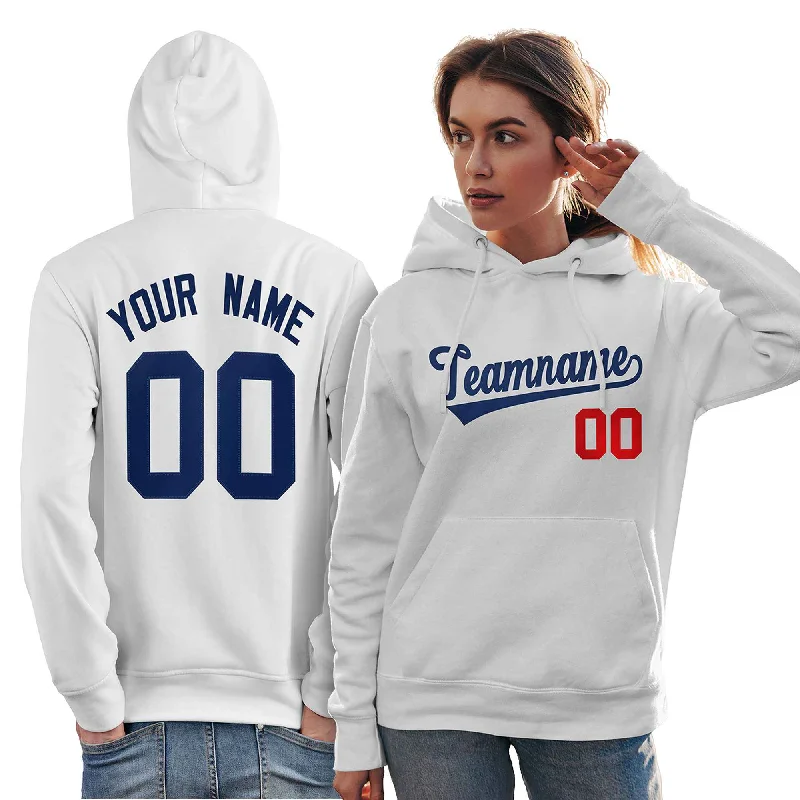 Warm Chic Custom White Navy-Red Classic Style Personalized Sport Pullover Hoodie