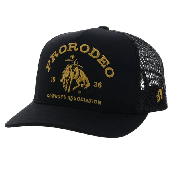 Casual Comfort Hooey "PRCA" Rope Trucker Hat in Black