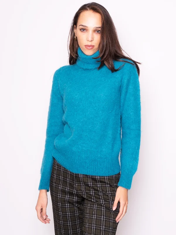 Autumn Selection Maglia Collo Alto Blu