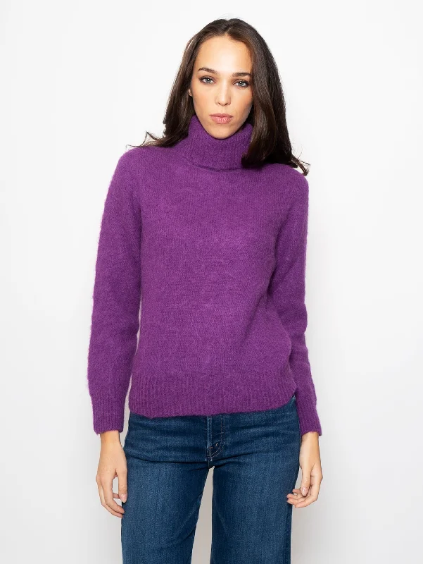 Fashionable And Versatile Maglia Collo Alto Viola