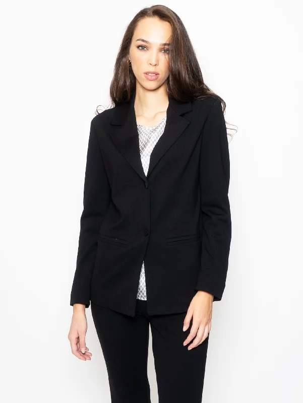 Romantic Temperament Blazer Rifinito a Punto Milano Nero