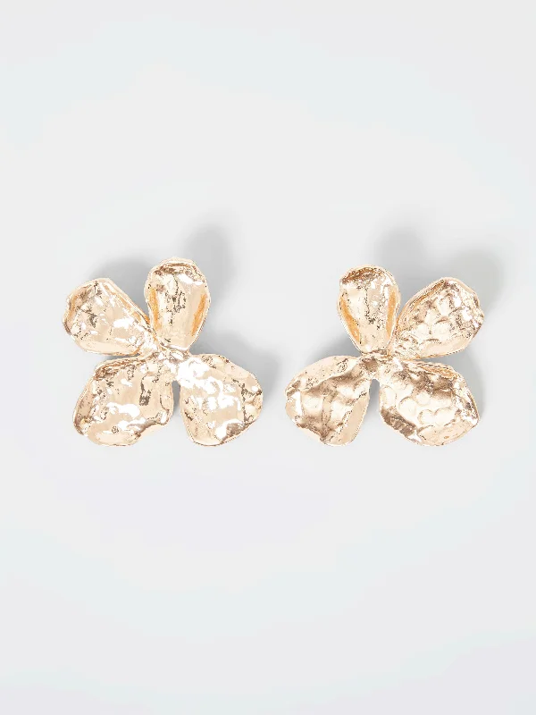 Body Design Oversized Hammered Flower Stud Earrings