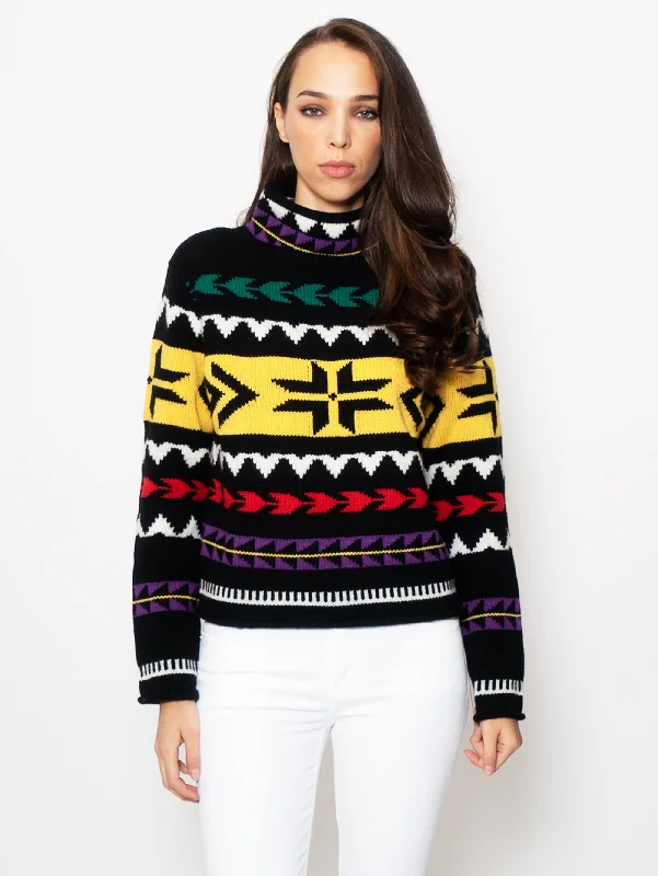 Cozy Sweaters Maglia con Intarsi Jacquard Nero