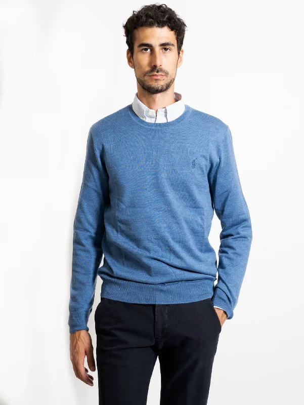 High-end Fashion Maglia in Lana Extrafine Blu