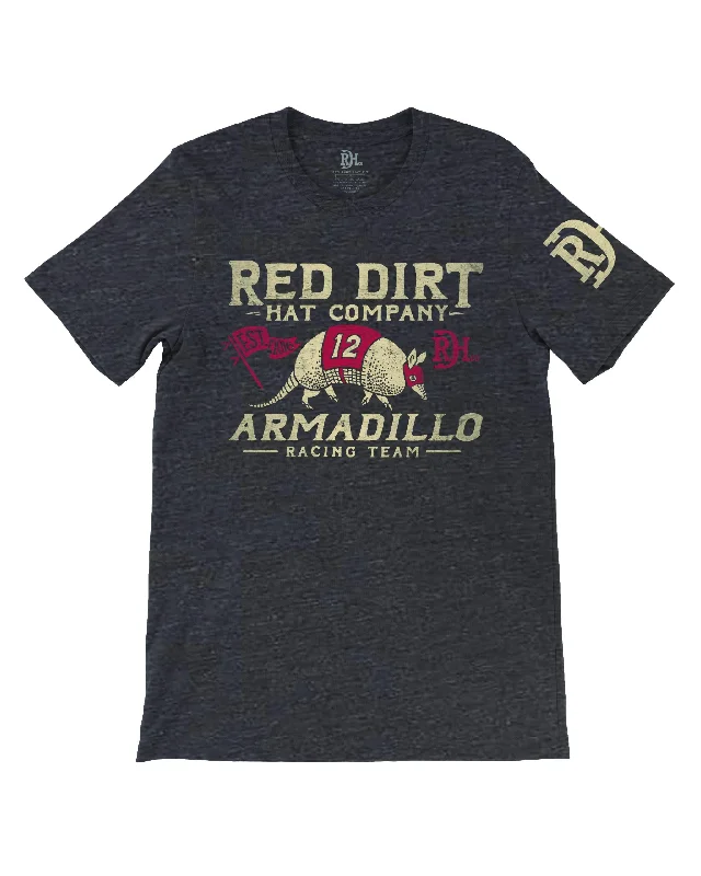 Breezy Style Red Dirt Hat Co. "Dillo Racing Flag" T-Shirt in Heather Black