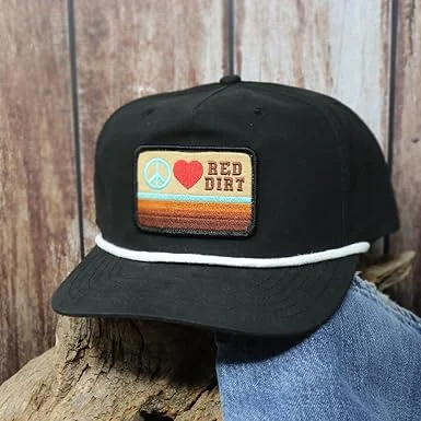 Layered Comfort Red Dirt Hat Co. "Peace Love RDHC" Rope Hat in Black