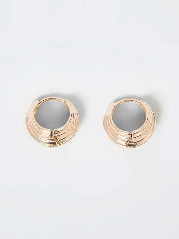Outdoor Trend Ridged Huggie Hoop Earrings
