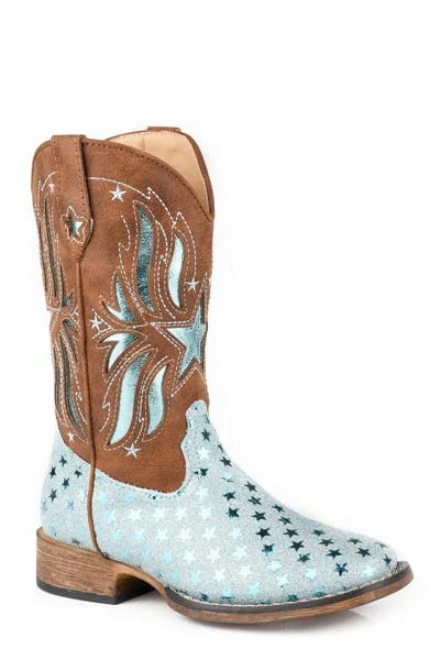 Cozy Fit Wear Roper Girl's Starlet Glitter Boots in Blue