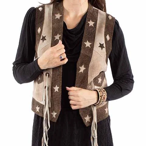 Minimal Comfort Scully Women's Star Leather Vest in Brown