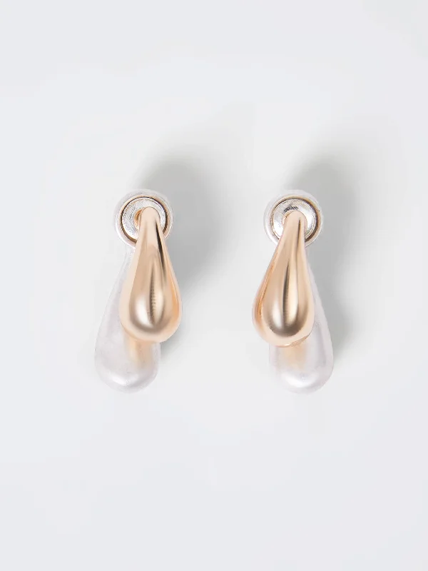 Noble And Elegant Small Double Two-Tone Teardrop Earrings