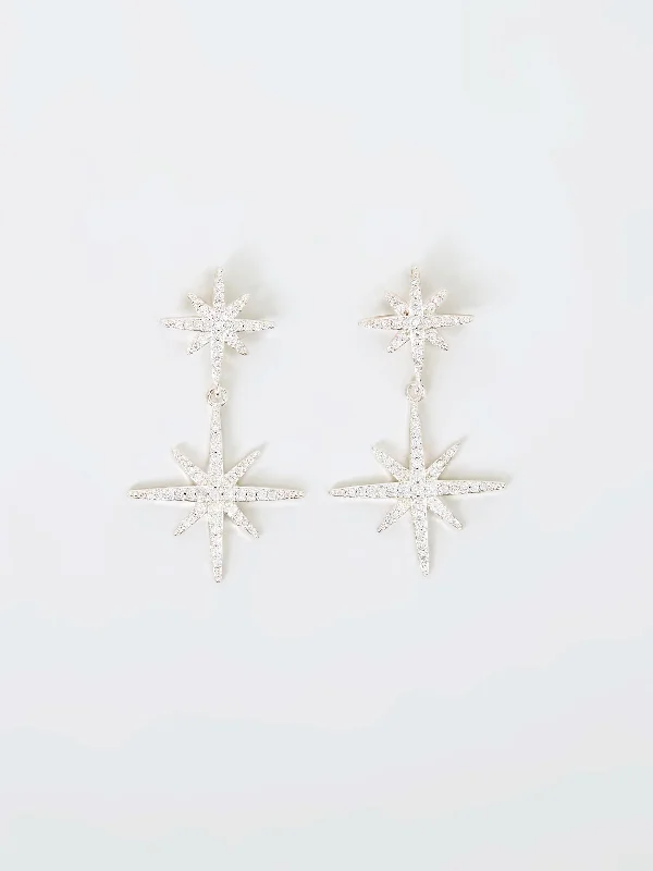 Warm And Comfortable Star Crystal Drop Earrings