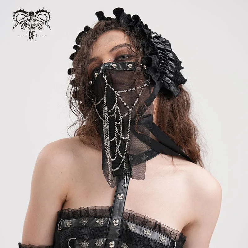 Cozy Essentials Women's Gothic Chain Mesh Mental Beads Mask