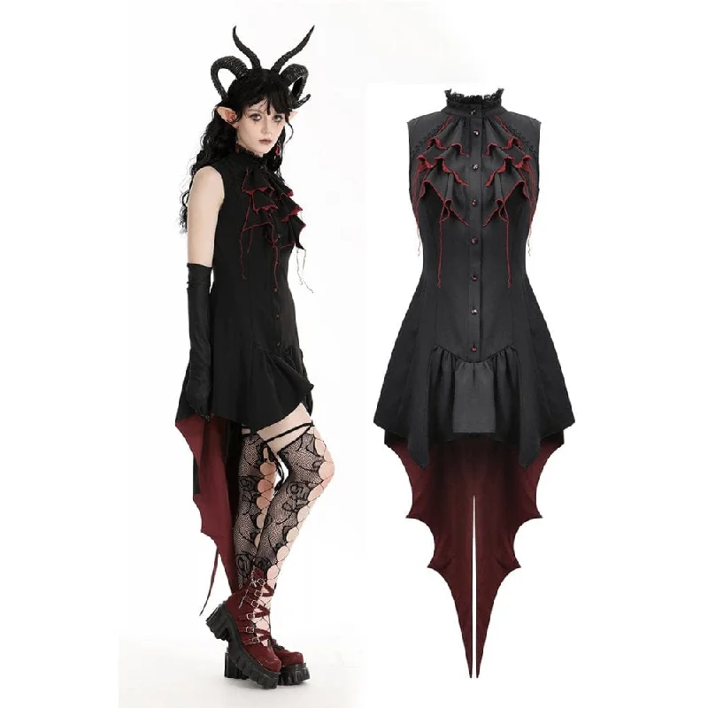 Comfy Layers Women's Gothic Contrast Color Halloween Tail Dress