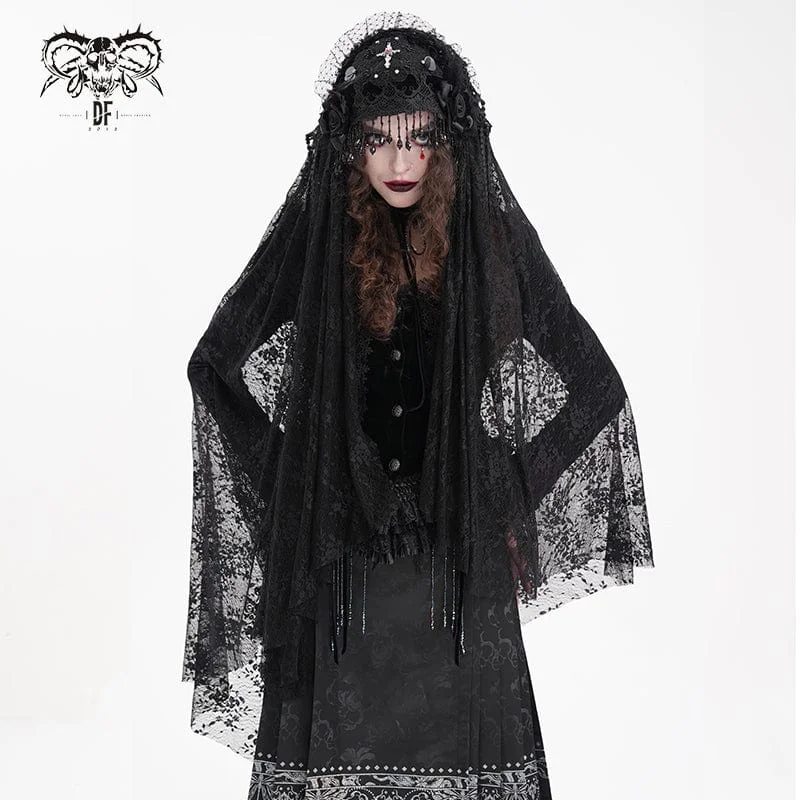 Weekend Comfort Wear Women's Gothic Crochet Tassels Lace Veil
