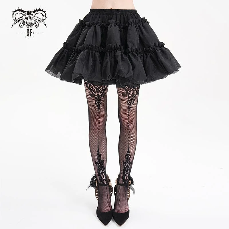 Casual Fit Wear Women's Gothic Ruffled Mesh Bubble Short Skirt